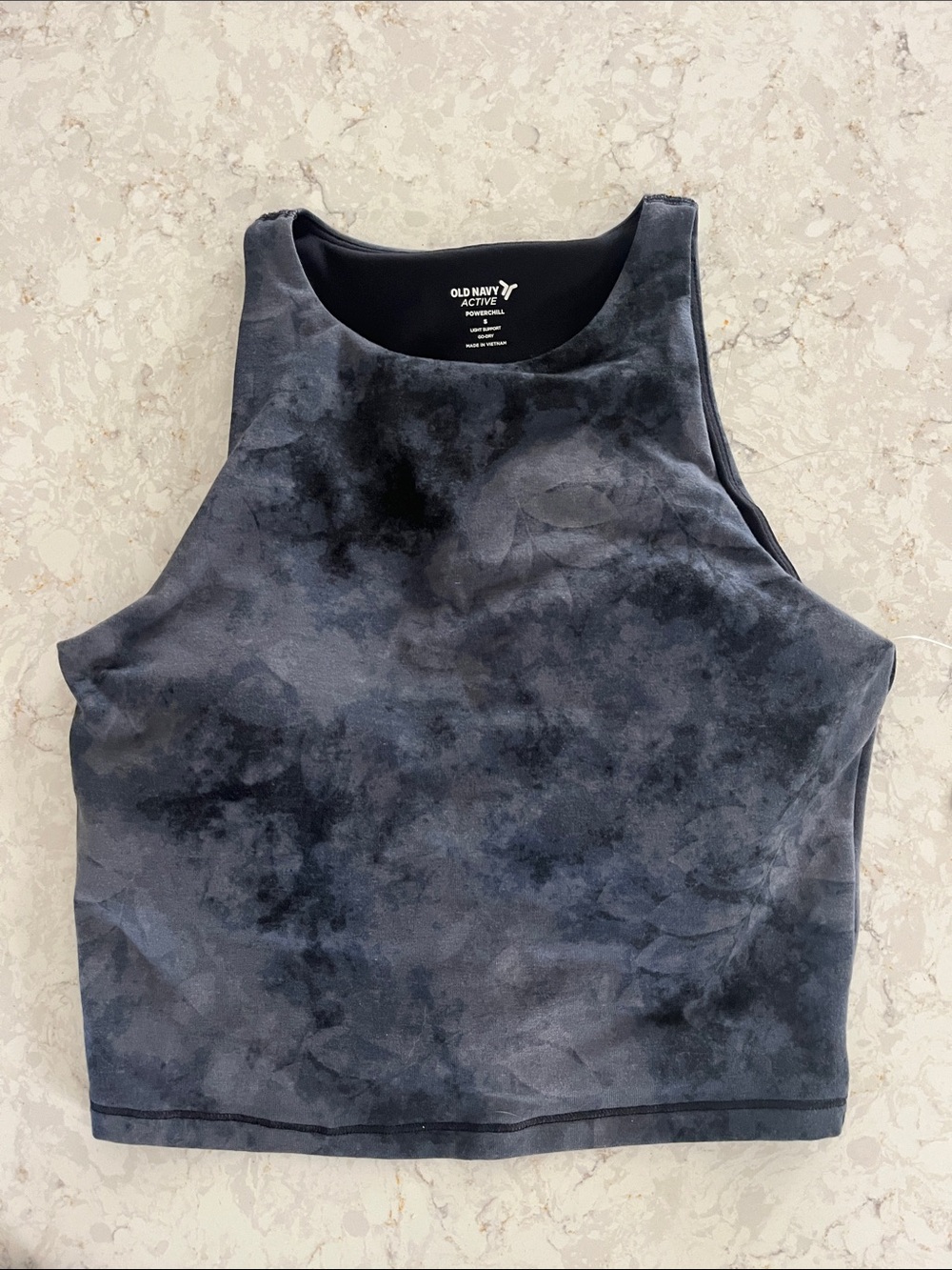 Old Navy Black Gray Tie-Dye Cropped Active Tank